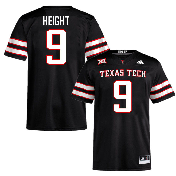 #9 Romello Height Texas Tech Red Raiders Jerseys College Football Uniforms Stitched-Black #9 Romello Height Texas Tech Red Raiders Jerseys College Football Uniforms Stitched-Black